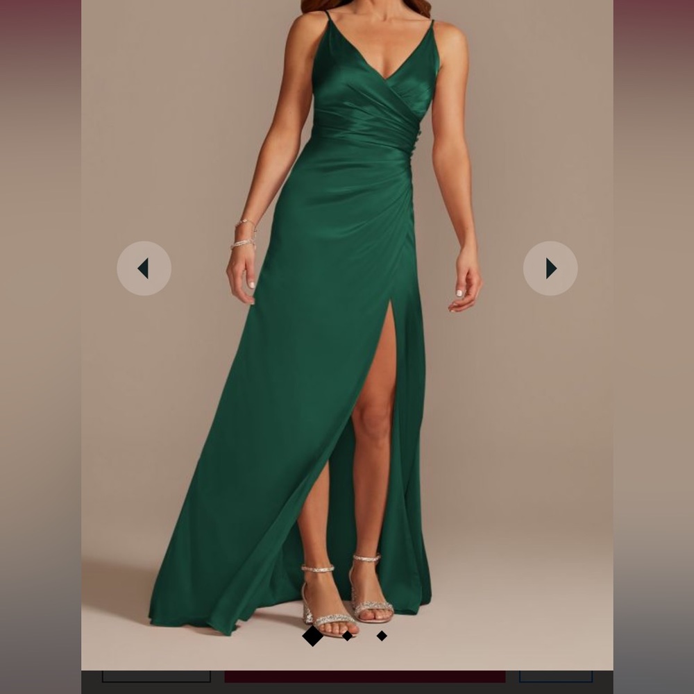 Satin emerald green dress